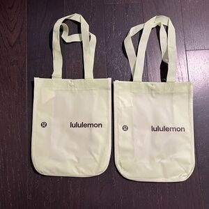 NEW lululemon x2 small reusable collectible tote bags limited holiday neon green